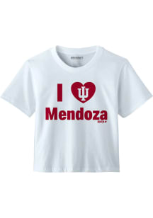 Fernando Mendoza  BreakingT Indiana Hoosiers Womens White I Heart Mendoza Short Sleeve T-Shirt