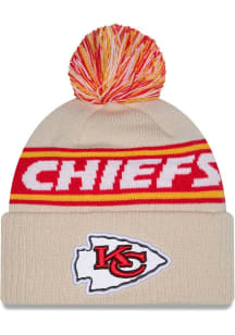 New Era Kansas City Chiefs White DL Team Slogan Pom Cuff Mens Knit Hat