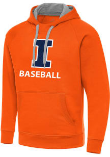 Antigua Illinois Fighting Illini Mens Orange Baseball Victory Long Sleeve Hoodie