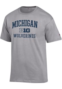 Champion Michigan Wolverines Grey Big Ten Jersey Short Sleeve T Shirt