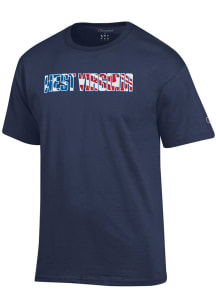 Champion West Virginia Mountaineers Navy Blue Flag Script Name Short Sleeve T Shirt