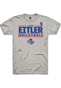 Lauren Eitler Tulsa Golden Hurricane Ash NIL Stacked Box Short Sleeve Player T Shirt