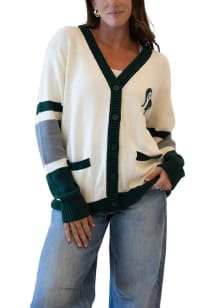 Gameday Social Michigan State Spartans Womens White Varsity Cardigan Long Sleeve Cardigan