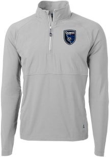 Cutter and Buck San Jose Earthquakes Mens Grey Adapt Eco Hybrid Long Sleeve Qtr Zip Pullover