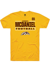 Earnest McDaniel Western Michigan Broncos Gold Football NIL Stacked Box Short Sleeve Player T Shir..