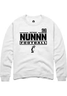 Nathan Nunnn Cincinnati Bearcats Mens White Football NIL Stacked Box Player Crew