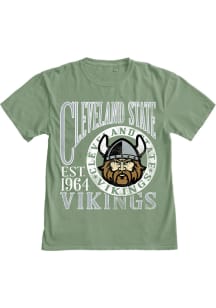 Blue 84 Cleveland State Vikings Green Overdyed First Dibs Short Sleeve T Shirt