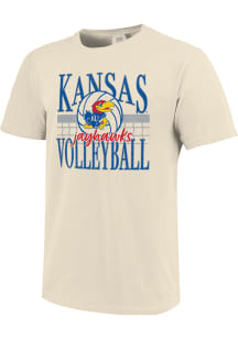 Kansas Jayhawks Womens Ivory Old Style Arch Volleyball Short Sleeve T-Shirt