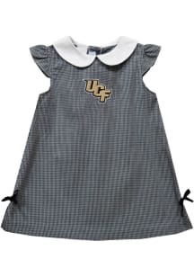 Vive La Fete UCF Knights Toddler Girls Black Gingham Short Sleeve Dress