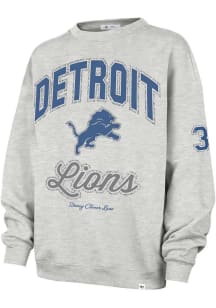 47 Detroit Lions Womens Grey Stoney Clover Glitter Oversized Crew Sweatshirt