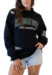 Gameday Social Michigan State Spartans Womens Black All Over Scatter Crew Sweatshirt
