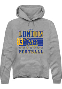 James London Pitt Panthers Mens Grey Football NIL Striped Player Hood