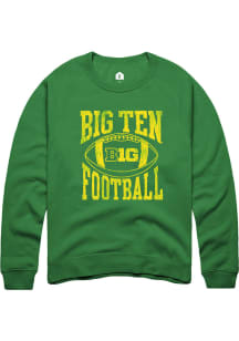 Rally Big Ten Mens Kelly Green Football Arch Long Sleeve Crew Sweatshirt