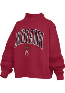 Pressbox Indiana Hoosiers Womens Crimson Mock Neck Crew Sweatshirt