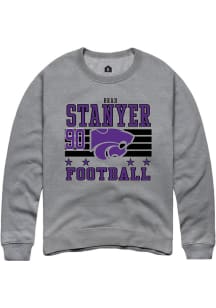 Brad Stanyer K-State Wildcats Mens Grey Football NIL Striped Player Crew