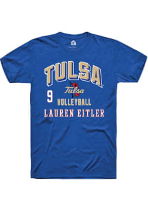 Lauren Eitler Tulsa Golden Hurricane Blue NIL Arch Logo Short Sleeve Player T Shirt