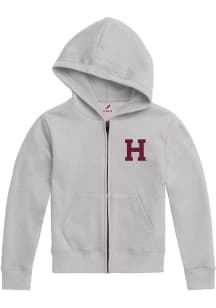 Harvard Crimson Youth Grey Pennant Flags Long Sleeve Full Zip Jacket