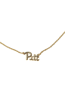 Nickel and Suede Pitt Panthers Initial Womens Necklace