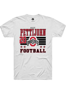 Riley Pettijohn  Ohio State Buckeyes White Rally Football NIL Striped Short Sleeve T Shirt