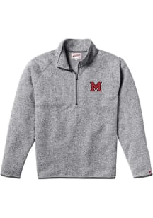 Miami RedHawks Mens Ash Saranac Primary M Logo Long Sleeve Qtr Zip Pullover