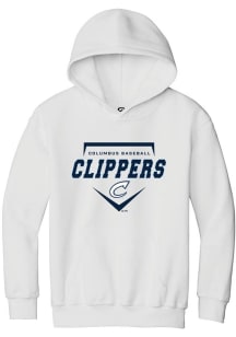Summit Sportswear Columbus Clippers Youth White Homeplate Long Sleeve Hoodie