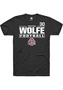 Preston Wolfe Ohio State Buckeyes Black Football NIL Stacked Box Short Sleeve Player T Shirt