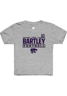 Logan Bartley K-State Wildcats Youth Grey NIL Stacked Box Player Tee