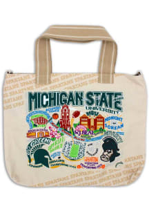 Michigan State Spartans White 14x18 Canvas Tote