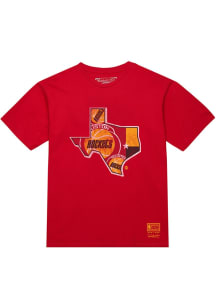 Mitchell and Ness Houston Rockets Red Texas Short Sleeve T Shirt