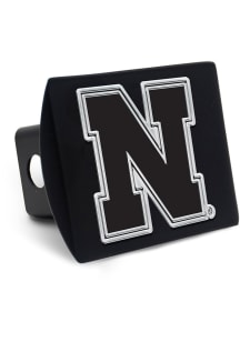 Nebraska Cornhuskers Black Metal Silver Logo Car Accessory Hitch Cover