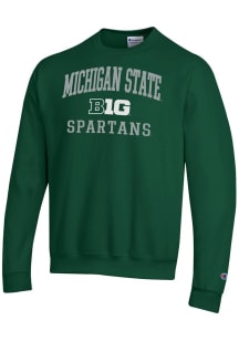 Champion Michigan State Spartans Mens Green Big Ten Powerblend Long Sleeve Crew Sweatshirt