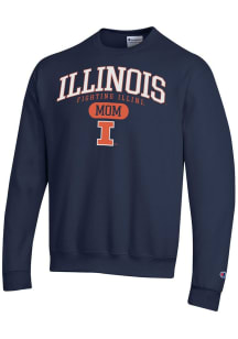 Champion Illinois Fighting Illini Mens Navy Blue Pill Box Mom Powerblend Long Sleeve Crew Sweatshi..