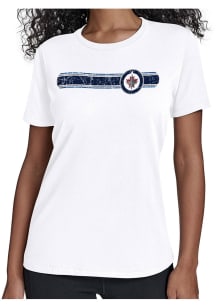 Starter Winnipeg Jets Womens White Stripe Short Sleeve T-Shirt