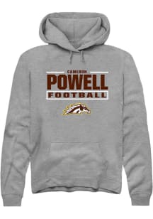 Cameron Powell Western Michigan Broncos Mens Grey Football NIL Stacked Box Player Hood