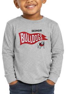 Little King Georgia Bulldogs Toddler Grey Pennant Long Sleeve T-Shirt
