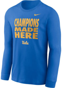 Nike UCLA Bruins Light Blue Team Issue Slogan Long Sleeve T Shirt