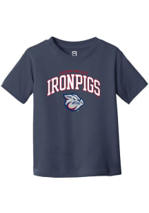 Summit Sportswear Lehigh Valley Ironpigs Toddler Navy Blue Arch Mascot Short Sleeve T-Shirt