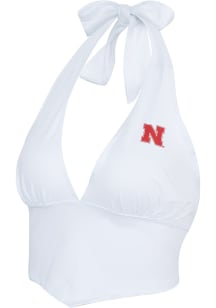 Nebraska Cornhuskers Womens White Double Hitter Halter Tank Top