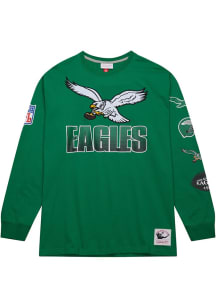 Mitchell and Ness Philadelphia Eagles Green All Over Long Sleeve Fashion T Shirt