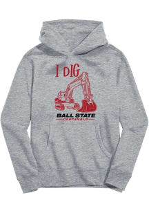 Vive La Fete Ball State Cardinals Toddler Grey Excavator Long Sleeve Hooded Sweatshirt