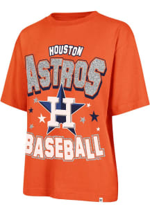 47 Houston Astros Womens Orange Scatter Star Short Sleeve T-Shirt