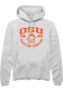 Summit Sportswear Oklahoma State Cowboys Mens White Big 12 2026 Wrestling Champions Long Sleeve Ho..