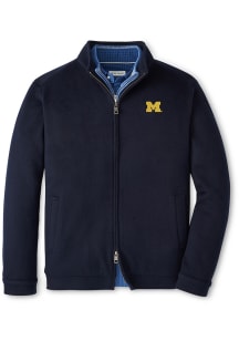 Peter Millar Michigan Wolverines Mens Navy Blue Crown Flext Merino Bomber Medium Weight Jacket