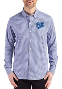 Cutter and Buck Pitt Panthers Mens Blue Vault Skyline Long Sleeve Dress Shirt