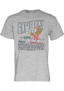 Blue 84 Nebraska Cornhuskers Grey Heather Football vs Ohio Bobcats Short Sleeve T Shirt