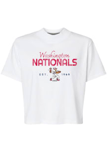 Washington Nationals Womens White Boxy Short Sleeve T-Shirt