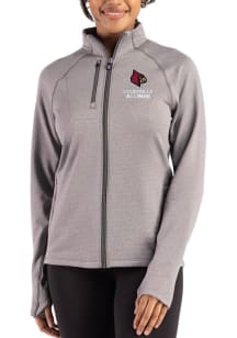 Cutter and Buck Louisville Cardinals Womens Graphite Alumni Peshastin Long Sleeve Full Zip Jacket