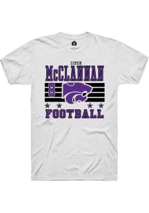 Simon McClannan K-State Wildcats White Football NIL Striped Short Sleeve Player T Shirt