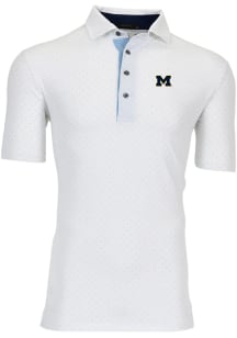 Greyson Michigan Wolverines Mens White Icon Short Sleeve Fashion Polo