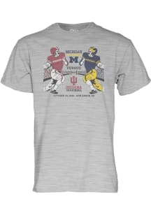 Blue 84 Michigan Wolverines Grey Heather Football vs Indiana Hoosiers Short Sleeve T Shirt
